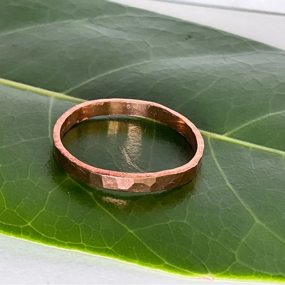 Raw Copper Ring Size 15.5 Band Jewelry Minimal Hammered Solid Handcrafted USA - Picture 2 of 10